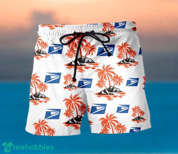 USPS Orange Coconut Tree Pattern Beach Hawaiian Shirt And Shorts For Men And Women Product Photo 2
