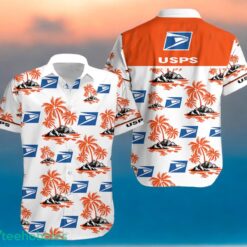 USPS Orange Coconut Tree Pattern Beach Hawaiian Shirt And Shorts For Men And Women Product Photo 1