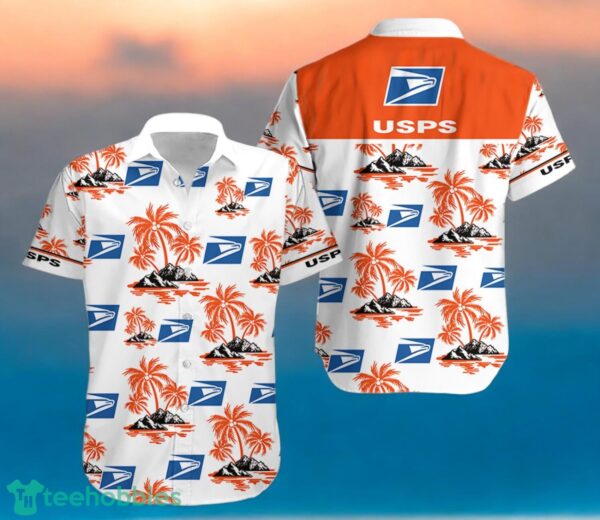 USPS Orange Coconut Tree Pattern Beach Hawaiian Shirt And Shorts For Men And Women Product Photo 1