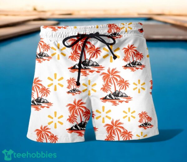 WALMART Orange Coconut Tree Pattern Beach Hawaiian Shirt And Shorts For Men And Women Product Photo 2