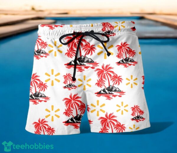 WALMART Red Coconut Tree Pattern Beach Hawaiian Shirt And Shorts For Men And Women Product Photo 2