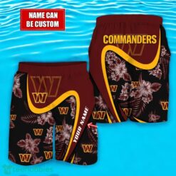 Washington Commanders NFL Floral Hawaiian Shirt And Beach Shorts Custom Name For Fans Product Photo 2