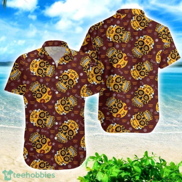 Washington Commanders Skull Combo Hawaiian Shirt And Shorts Product Photo 2