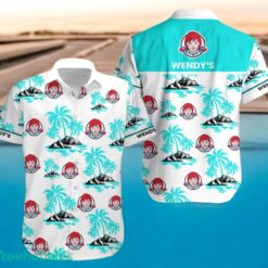 WENDY'S Coconut Tree Pattern Beach Hawaiian Shirt And Shorts Light Blue Hawaii Shirt Product Photo 2