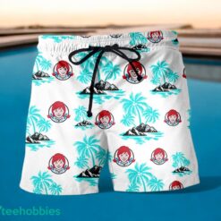 WENDY'S Coconut Tree Pattern Beach Hawaiian Shirt And Shorts Light Blue Hawaii Shirt Product Photo 1