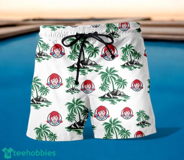 WENDY'S Green Coconut Tree Pattern Beach Hawaiian Shirt And Shorts For Men And Women Product Photo 2
