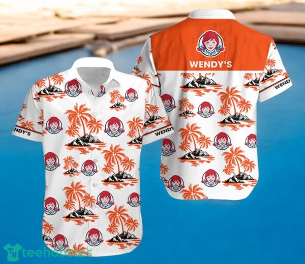 WENDY'S Orange Coconut Tree Pattern Beach Hawaiian Shirt And Shorts For Men And Women Product Photo 2