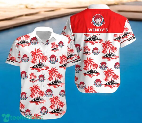 WENDY'S Red Coconut Tree Pattern Beach Hawaiian Shirt And Shorts For Men And Women Product Photo 2