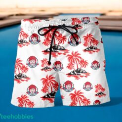 WENDY'S Red Coconut Tree Pattern Beach Hawaiian Shirt And Shorts For Men And Women Product Photo 1