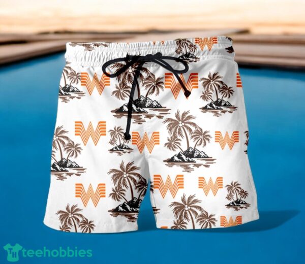 WHATABURGER Coconut Tree Pattern Beach Hawaiian Shirt And Shorts For Fans Product Photo 2