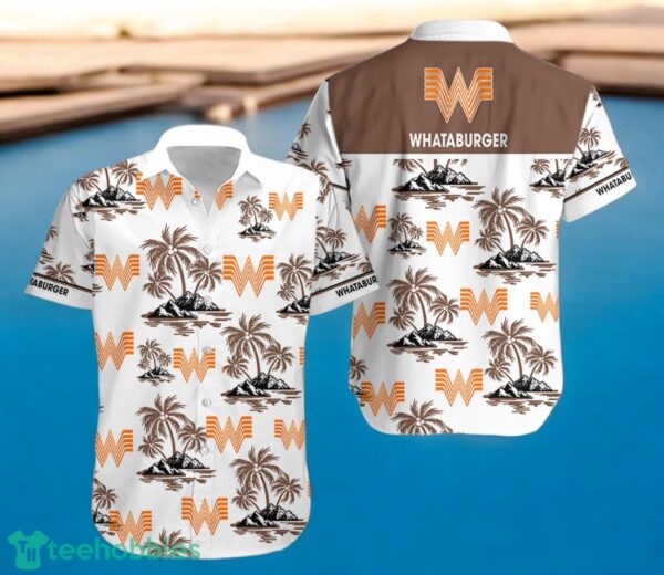 WHATABURGER Coconut Tree Pattern Beach Hawaiian Shirt And Shorts For Fans Product Photo 1