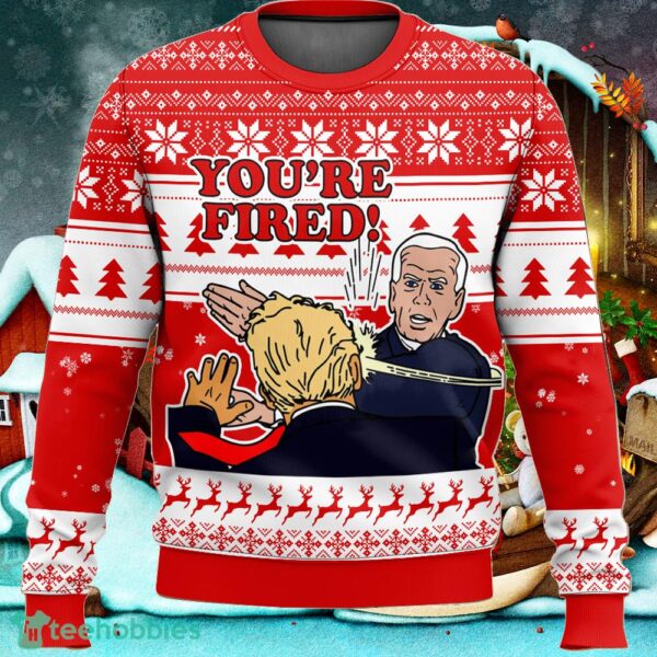 You’re Fired! Joe Biden slaps Donald Trump Ugly Sweater Red Christmas Gift For Men And Women Holidays - You’re Fired! Joe Biden slaps Donald Trump Ugly Sweater_ 1