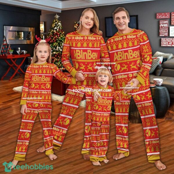 ABinbev Logo Pattern Ugly Christmas Pajamas Set Gift Family - ABinbev Logo Pattern Ugly Christmas Pajamas Set Gift Family
