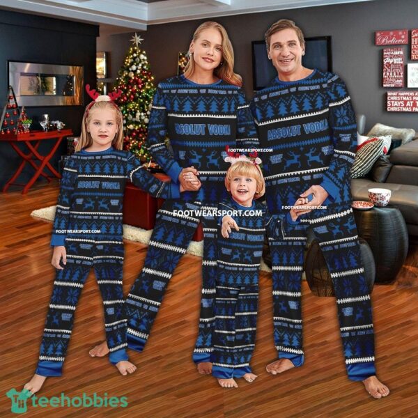 Absolut Vodka Logo Pattern Ugly Christmas Pajamas Set Gift For Family - Absolut Vodka Logo Pattern Ugly Christmas Pajamas Set Gift For Family