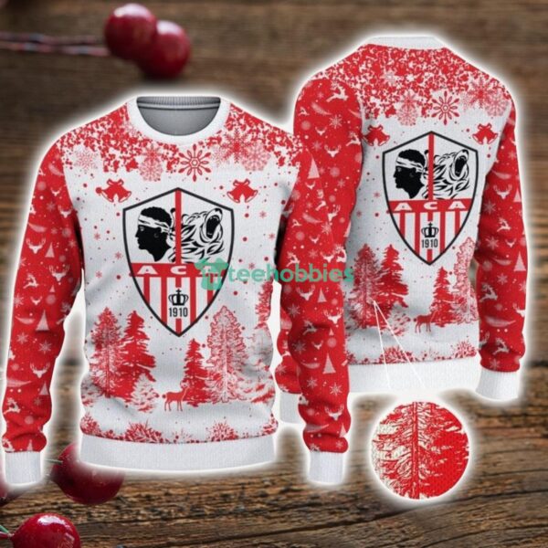 AC Ajaccio 3D Sweater Pine Trees Pattern Ugly Christmas Sweater For Big Fans Product Photo 1