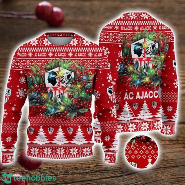AC Ajaccio 3D Ugly Christmas Sweater Christmas Gift For Fans Men Women Christmas Sweater Product Photo 1