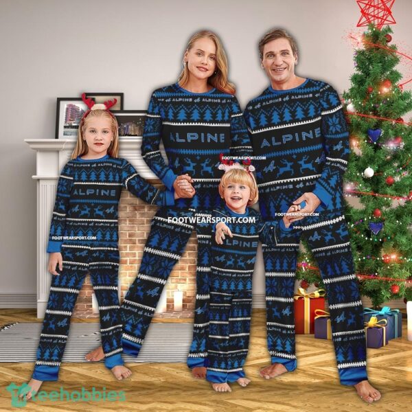 Alpine Car Racing Logo Pattern Ugly Christmas Pajamas Set Gift Family - Alpine Car Racing Logo Pattern Ugly Christmas Pajamas Set Gift Family