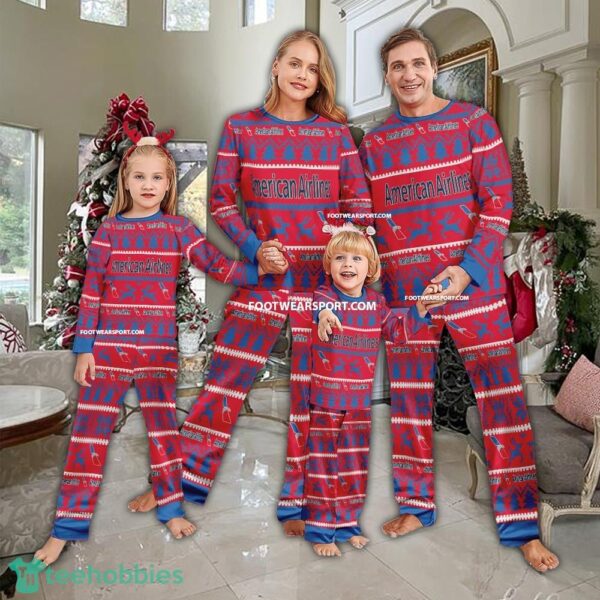 American Airline Logo Pattern Ugly Christmas Pajamas Set Gift For Family - American Airline Logo Pattern Ugly Christmas Pajamas Set Gift For Family