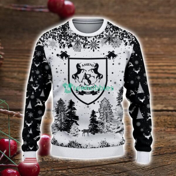 Amiens SC 3D Sweater Pine Trees Pattern Ugly Christmas Sweater For Big Fans Product Photo 2
