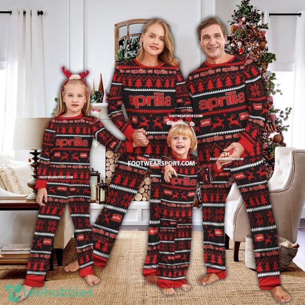 Aprilia Motorcycle Ugly Christmas Pajamas Set Gift For Family - Aprilia Motorcycle Ugly Christmas Pajamas Set Gift For Family