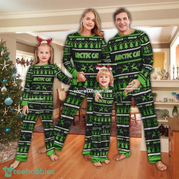 Arctic Cat Car Racing Logo Pattern Ugly Christmas Family Pajamas Set - Arctic Cat Car Racing Logo Pattern Ugly Christmas Family Pajamas Set