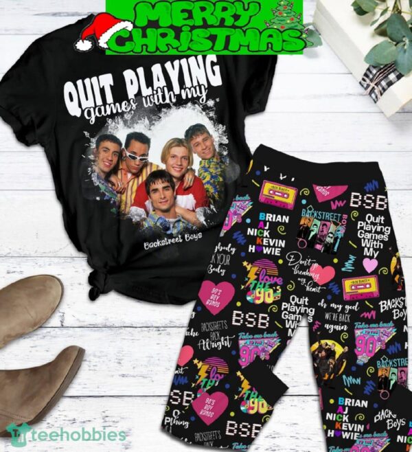 Backstreet Boys Quit Playing Game With My Backstreet Boys Black Fleece Pajamas Set Men Women For Fans - Backstreet Boys Quit Playing Game With My Backstreet Boys Black Fleece Pajamas Set-1