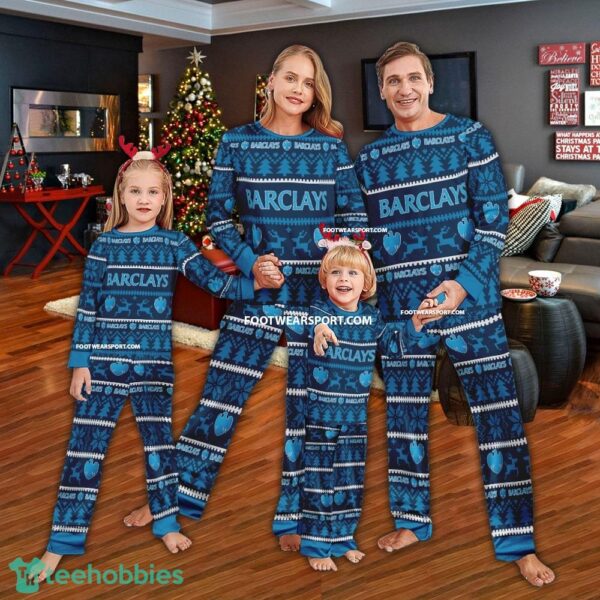 Barclays Logo Pattern Ugly Christmas Pajamas Set Family - Barclays Logo Pattern Ugly Christmas Pajamas Set Family