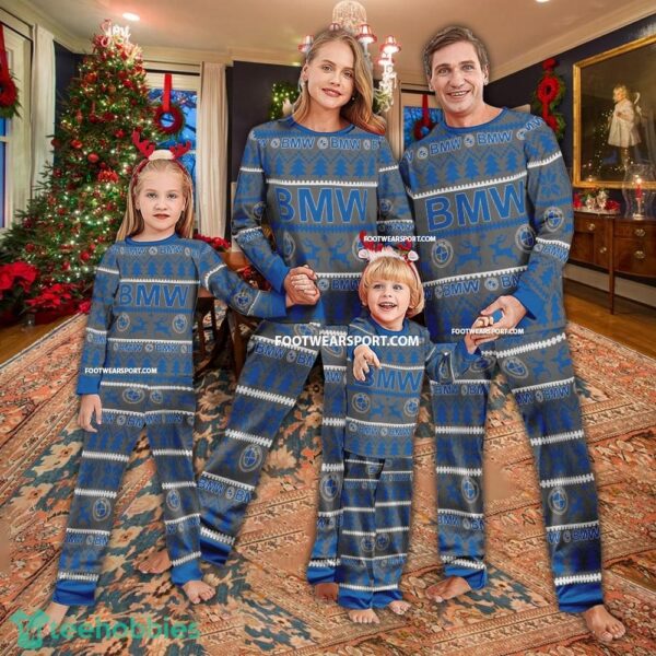 BMW Car Racing Logo Pattern Ugly Christmas Family Pajamas Set - BMW Car Racing Logo Pattern Ugly Christmas Family Pajamas Set