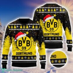Borussia Dortmund Logo Wearing Santa Hat 3D Ugly Christmas Sweater Christmas Gift Men And Women 2023 Sweater Product Photo 1