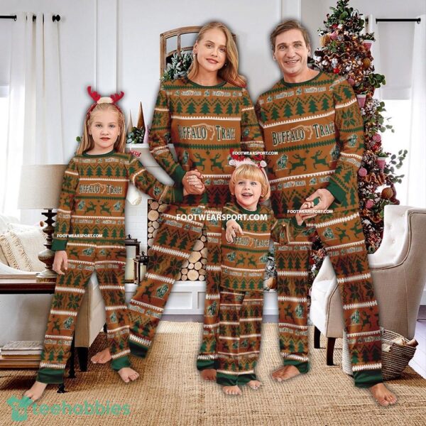 Buffalo Trace Whiskey Family Pajamas Set Ugly Christmas - Buffalo Trace Whiskey Family Pajamas Set Ugly Christmas
