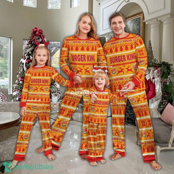 Burger King Logo Pattern Ugly Christmas Pajamas Set Gift For Family - Burger King Logo Pattern Ugly Christmas Pajamas Set Gift For Family