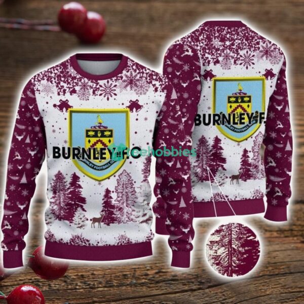 Burnley FC 3D Sweater Pine Trees Pattern Ugly Christmas Sweater For Big Fans Product Photo 1