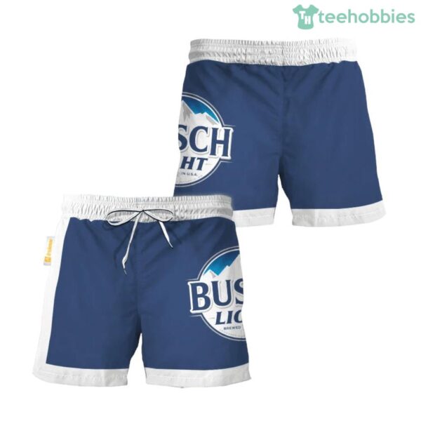 Busch Light Blue White Basic Swim Trunks Hawaiian Short Product Photo 1