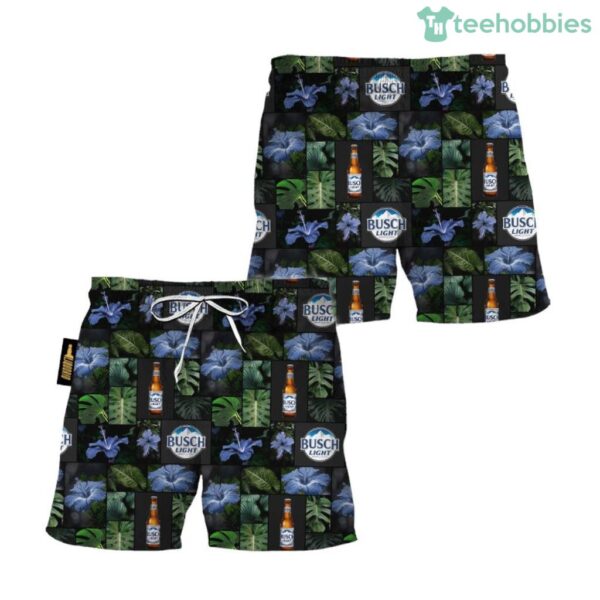 Busch Light Hibiscus Flower Swim Trunks Hawaiian Short Product Photo 1