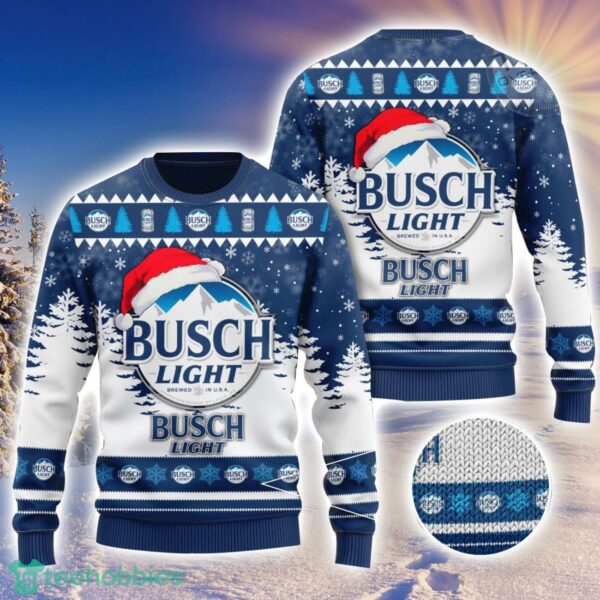 Busch Light Logo Wearing Santa Hat 3D Ugly Christmas Sweater Christmas Gift Men And Women 2023 Sweater Product Photo 1