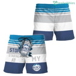 Busch Light Stop Staring At Horizontal Striped Swim Trunks Hawaiian Short Product Photo 1