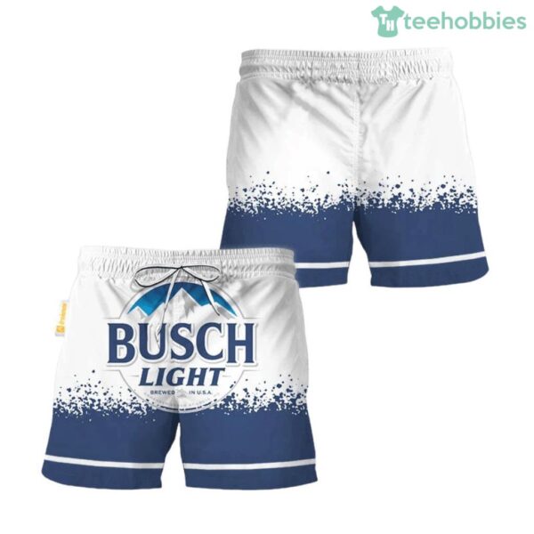 Busch Light White Blue Basic Swim Trunks Hawaiian Short Product Photo 1