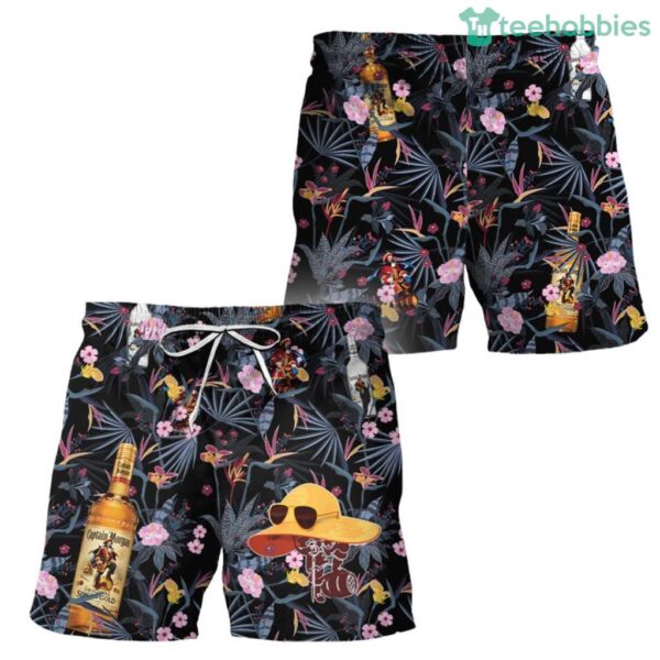 Captain Morgan Floral Summer Swim Trunks Hawaiian Short Product Photo 1