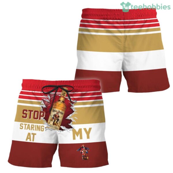 Captain Morgan Stop Staring At Horizontal Striped Swim Trunks Hawaiian Short Product Photo 1