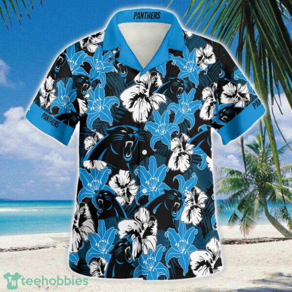Carolina Panthers Logo 3D Hawaiian Shirt Button Beach Shirt Product Photo 2