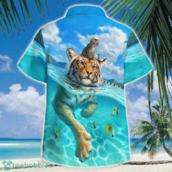 Cat Bengal Tiger Swimming Colorful Unique 3D Hawaiian Shirt Button Beach Shirt Product Photo 1