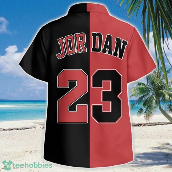 Chicago Bulls Michael Jordan 23 Throwback Split 3D Hawaiian Shirt Button Beach Shirt Product Photo 1