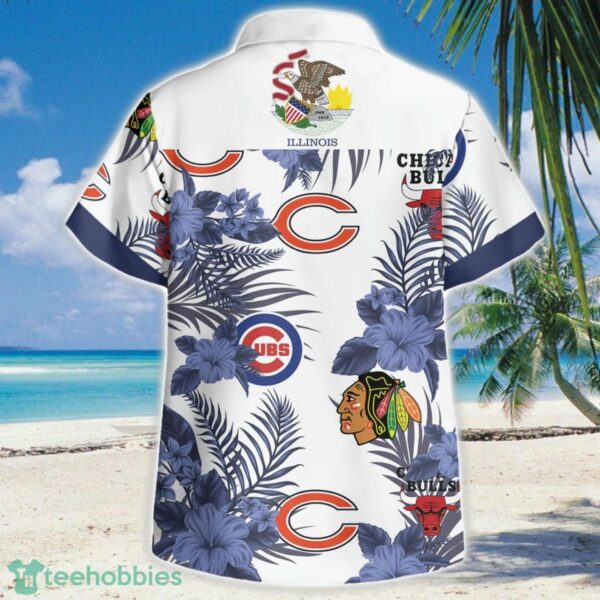 Chicago Cubs Bulls Blackhawks Bears 3D Hawaiian Shirt Button Beach Shirt Product Photo 2