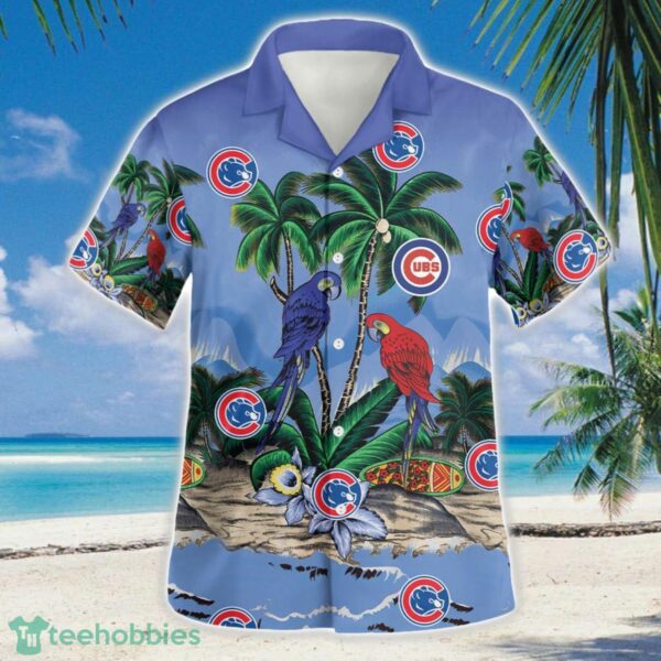 Chicago Cubs Parrots Couple 3D Hawaiian Shirt Button Beach Shirt Product Photo 2
