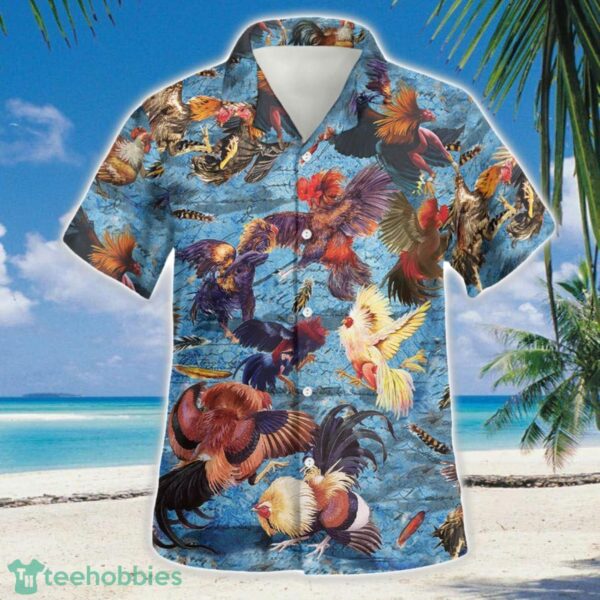 Chicken Rooster Fighting 3D Hawaiian Shirt Button Beach Shirt Product Photo 2