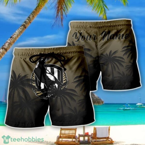 Collingwood Magpies AFL Coconut Pattern Tropical Beach Shorts For Mens Personalized Name Product Photo 1