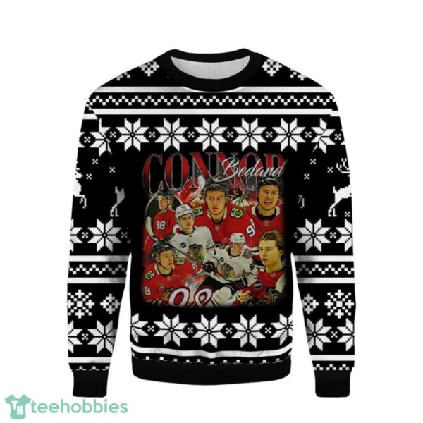 Connor Bedard Chicago Blackhawks 3D Ugly Christmas Sweater Christmas Gift Ideas Product Photo 1