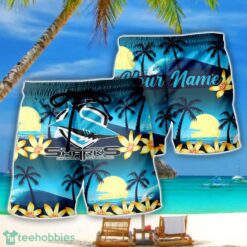 Cronulla Sharks NRL Beach Shorts Personalized Name Product Photo 1