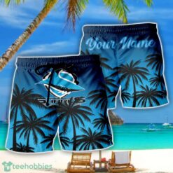 Cronulla Sharks NRL Coconut Pattern Tropical Beach Shorts For Mens Personalized Name Product Photo 1