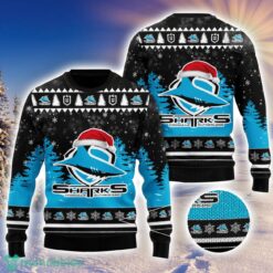 Cronulla Sutherland Sharks Logo Wearing Santa Hat 3D Ugly Christmas Sweater Christmas Gift Men And Women 2023 Sweater Product Photo 1